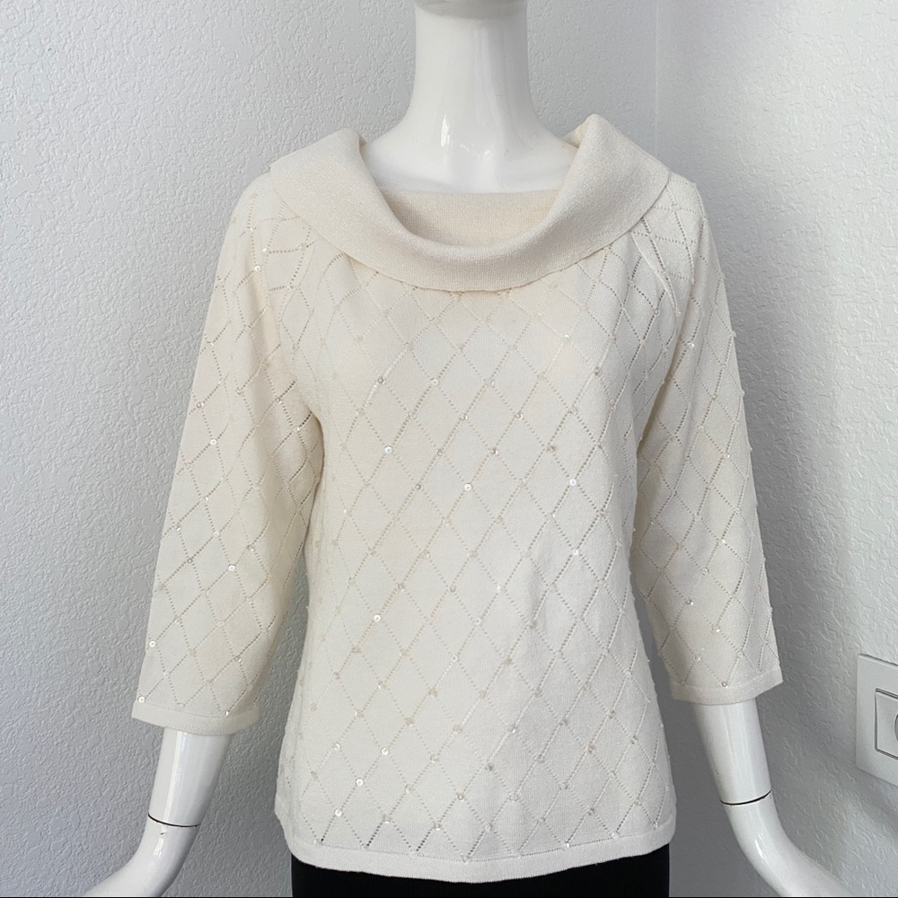 victor costa Ivory embellished sweater